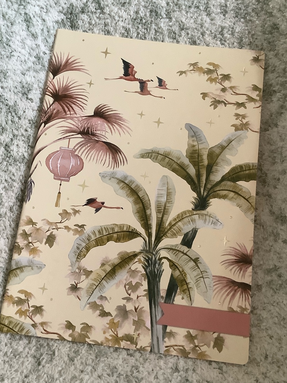 Tropical Flamingo Stars Palm Tree Journal Notebook Square Grid XL NWT by CLA